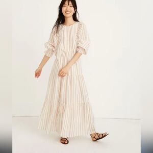 Apiece Apart Francesca Bib Tier Dress in Metallic Stripes Size 8 $425